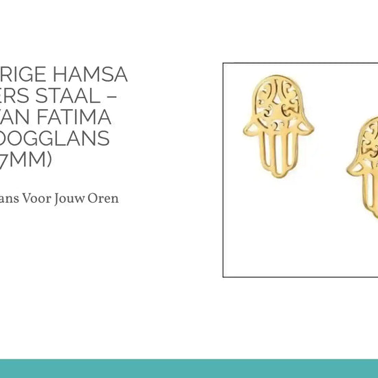 Goudkleurige Hamsa Oorstekers Staal &ndash; Handje van Fatima Studs Hoogglans (10x7mm) by@Outfy