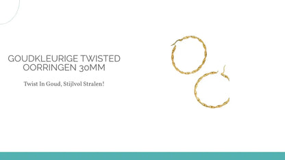 Goudkleurige twisted oorringen 30mm by@Outfy
