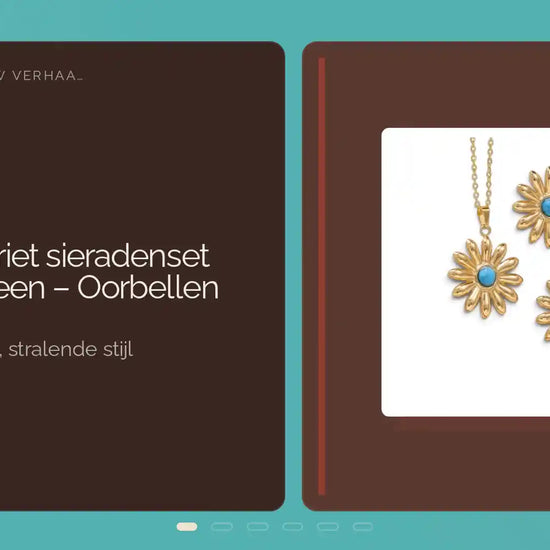 RVS margriet sieradenset blauwe steen &ndash; Oorbellen 26 mm by@Outfy
