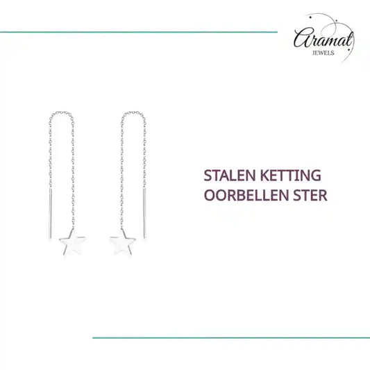 Stalen ketting Oorbellen ster by@Outfy