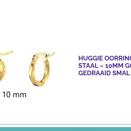 Huggie Oorringen Roestvrij Staal &ndash; 10mm Goudkleurig Gedraaid Smal Dames Cadeau by@Outfy