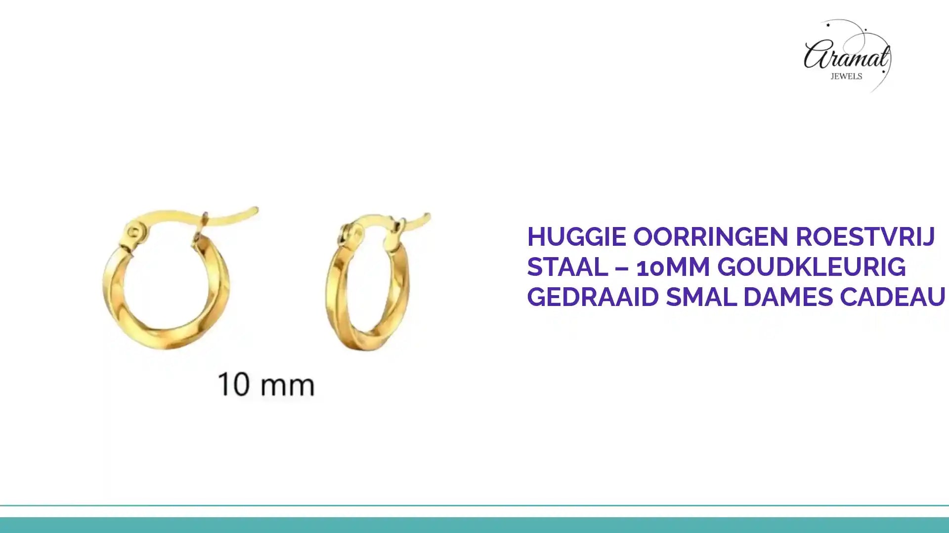 Huggie Oorringen Roestvrij Staal &ndash; 10mm Goudkleurig Gedraaid Smal Dames Cadeau by@Outfy