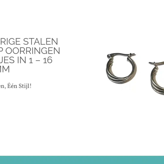 Zilverkleurige Stalen Triple Hoop Oorringen &ndash; 3 Ringetjes in 1 &ndash; 16 mm by@Outfy