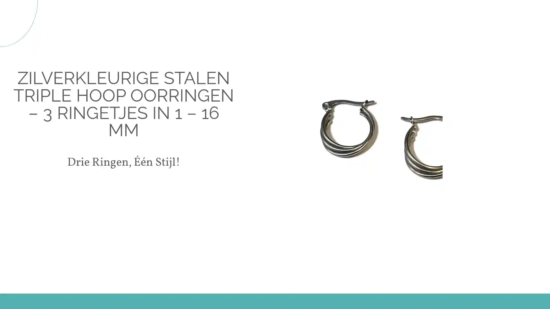 Zilverkleurige Stalen Triple Hoop Oorringen &ndash; 3 Ringetjes in 1 &ndash; 16 mm by@Outfy