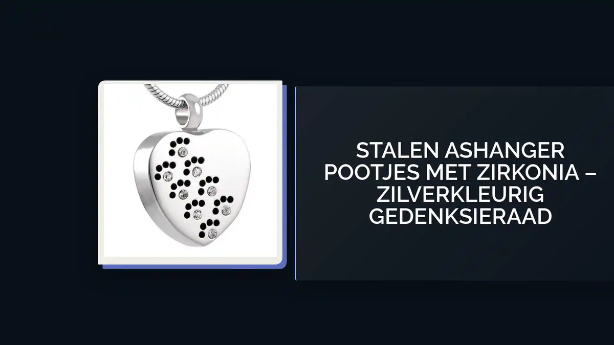 Stalen Ashanger Pootjes met Zirkonia &ndash; Zilverkleurig Gedenksieraad by@Outfy