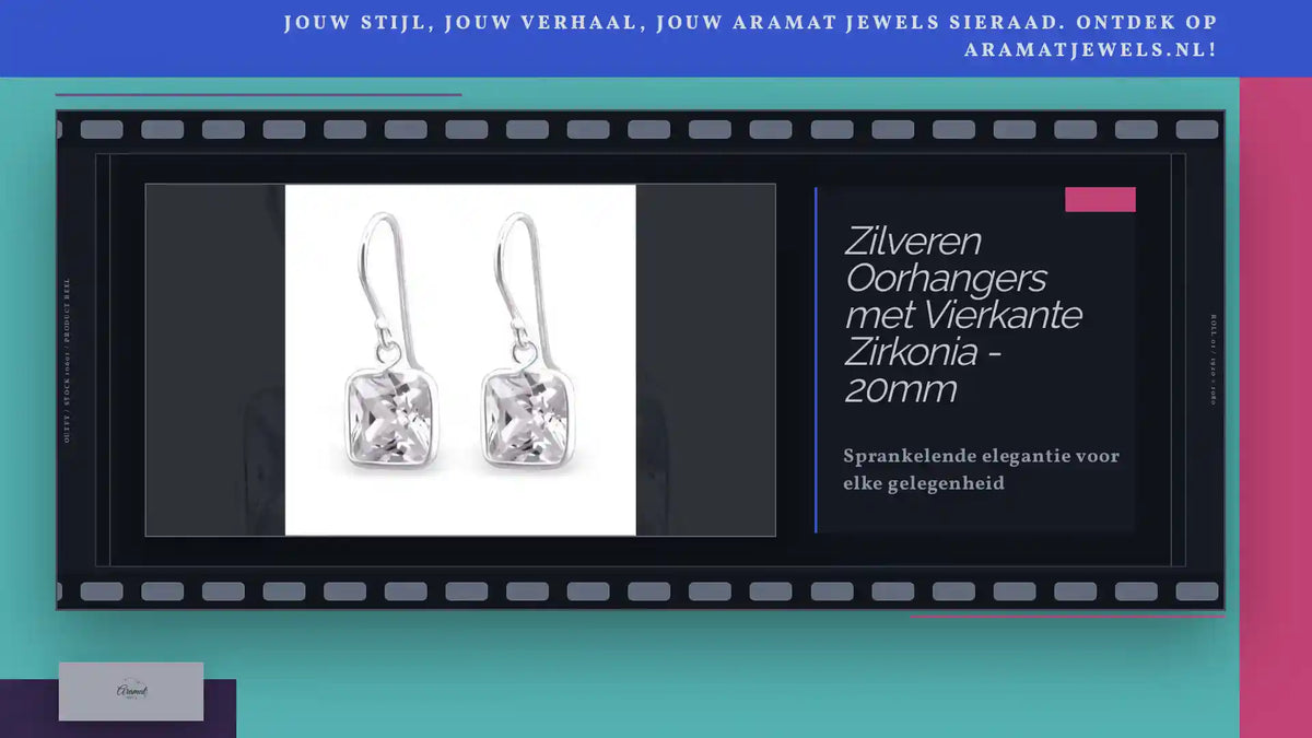 Zilveren Oorhangers met Vierkante Zirkonia - 20mm by@Outfy
