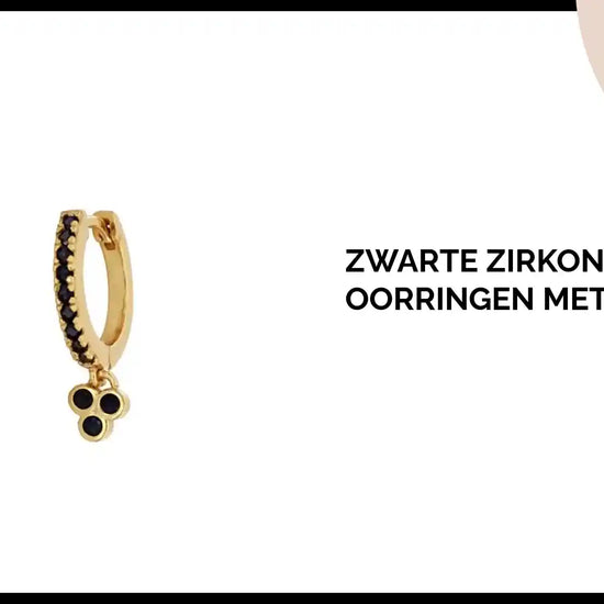 Zwarte Zirkonia Oorringen met hanger by@Outfy