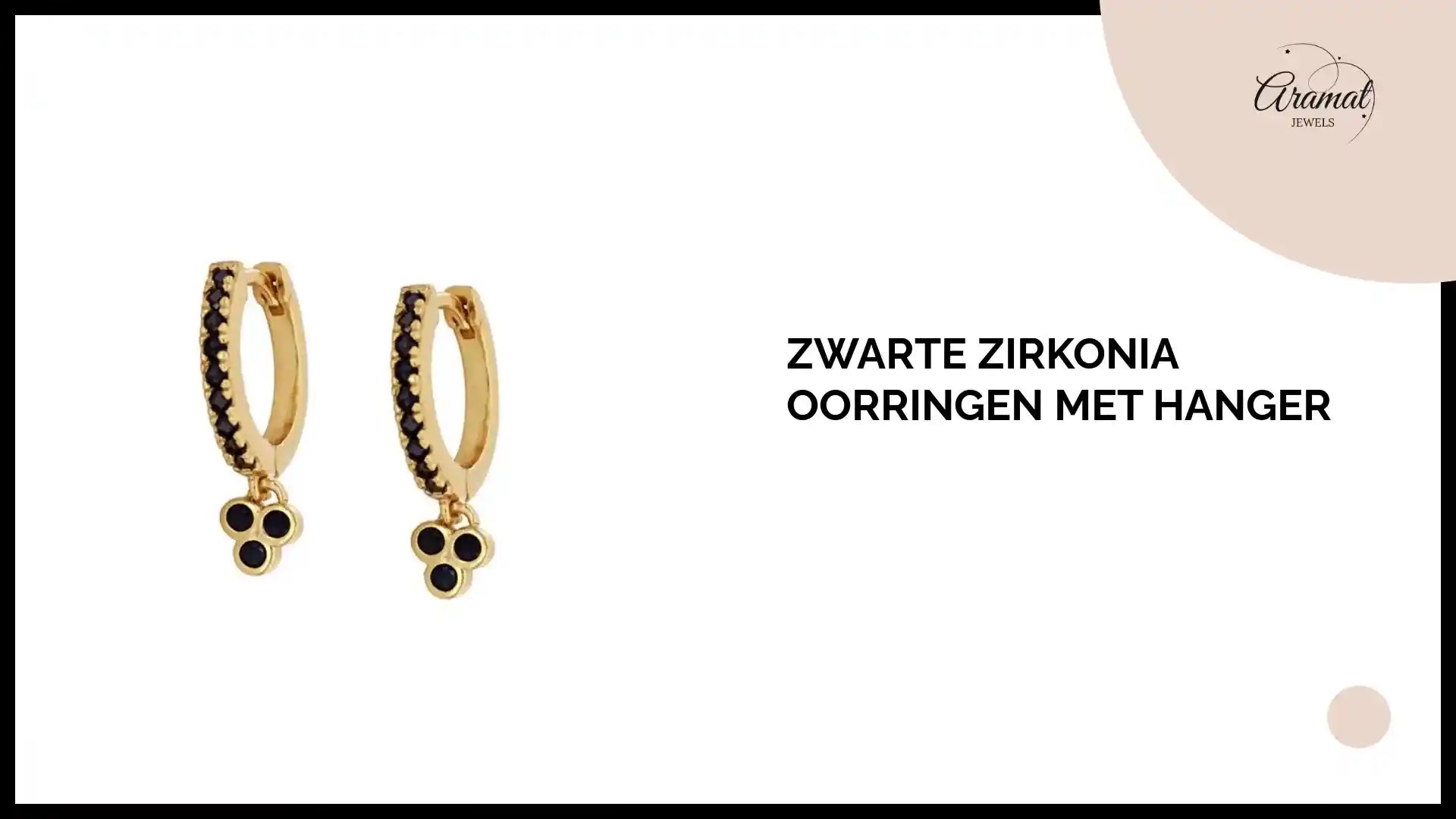 Zwarte Zirkonia Oorringen met hanger by@Outfy