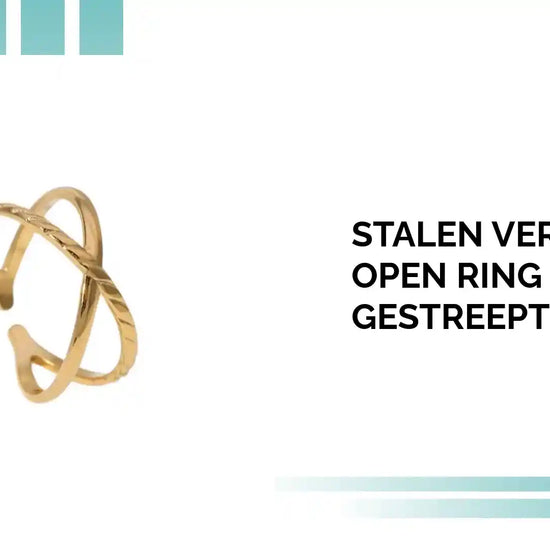Stalen Verstelbare Open Ring - Glad &amp; Gestreept - One Size by@Outfy