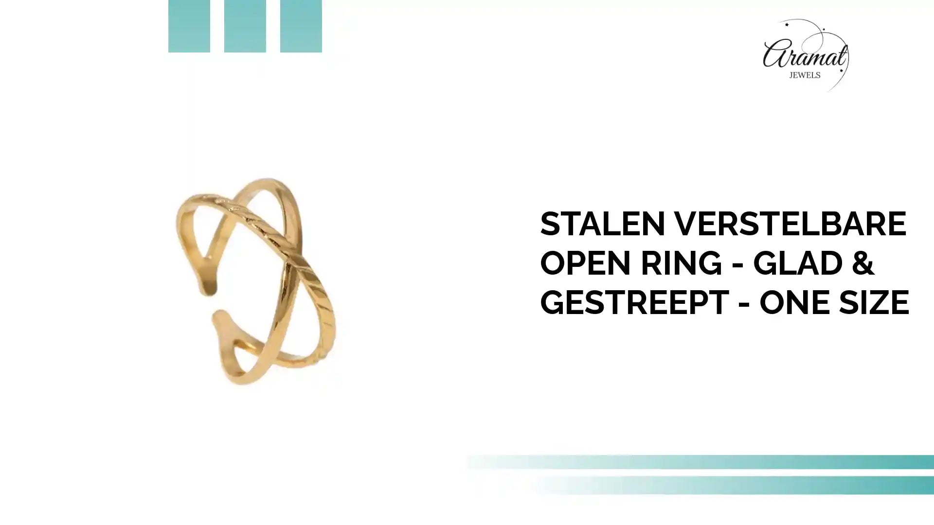 Stalen Verstelbare Open Ring - Glad & Gestreept - One Size by@Outfy