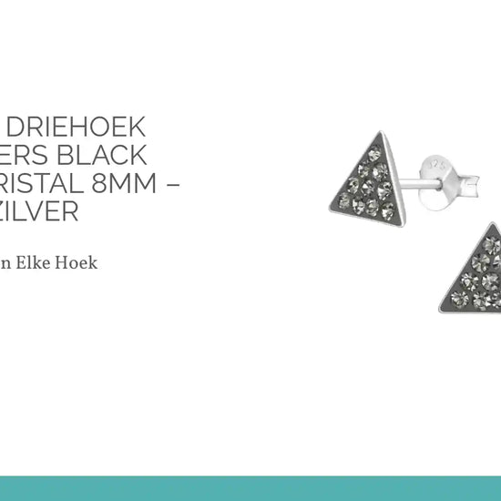 Zilveren Driehoek Oorstekers Black Diamond Kristal 8mm &ndash; 925 Zilver by@Outfy