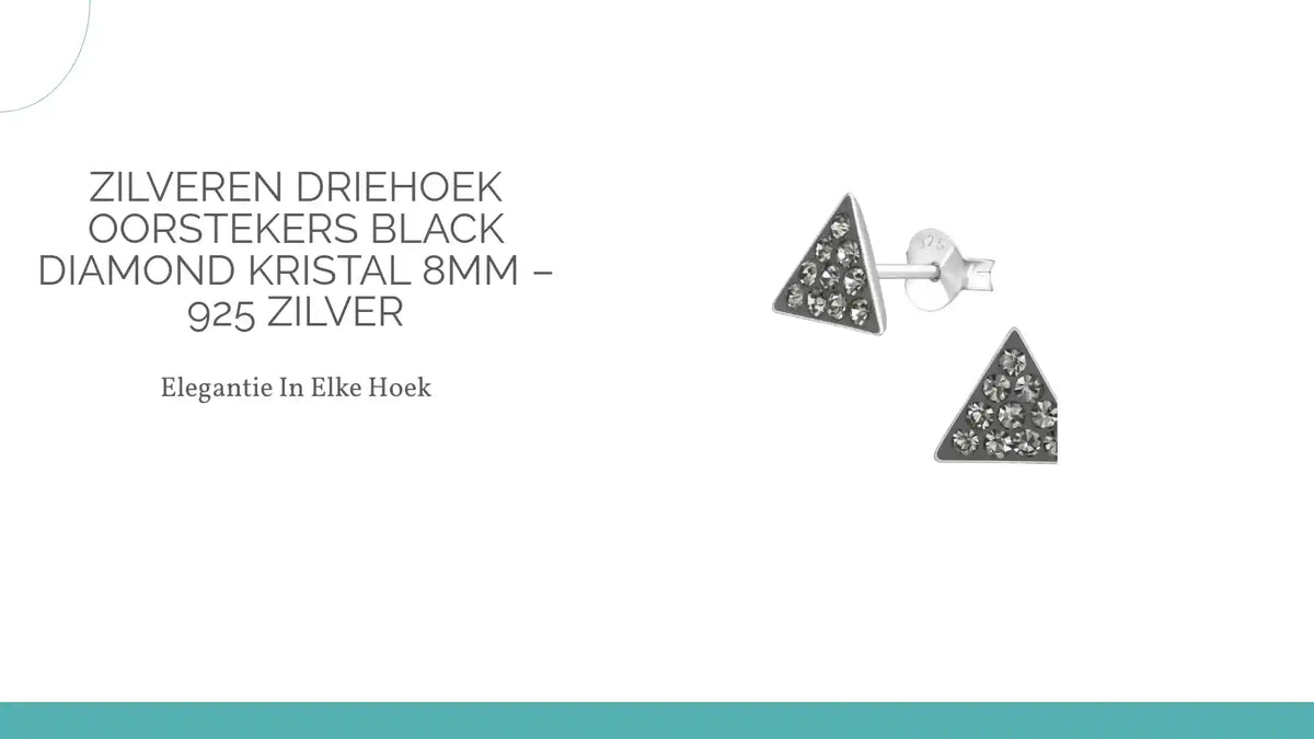 Zilveren Driehoek Oorstekers Black Diamond Kristal 8mm &ndash; 925 Zilver by@Outfy