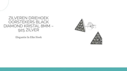 Zilveren Driehoek Oorstekers Black Diamond Kristal 8mm &ndash; 925 Zilver by@Outfy