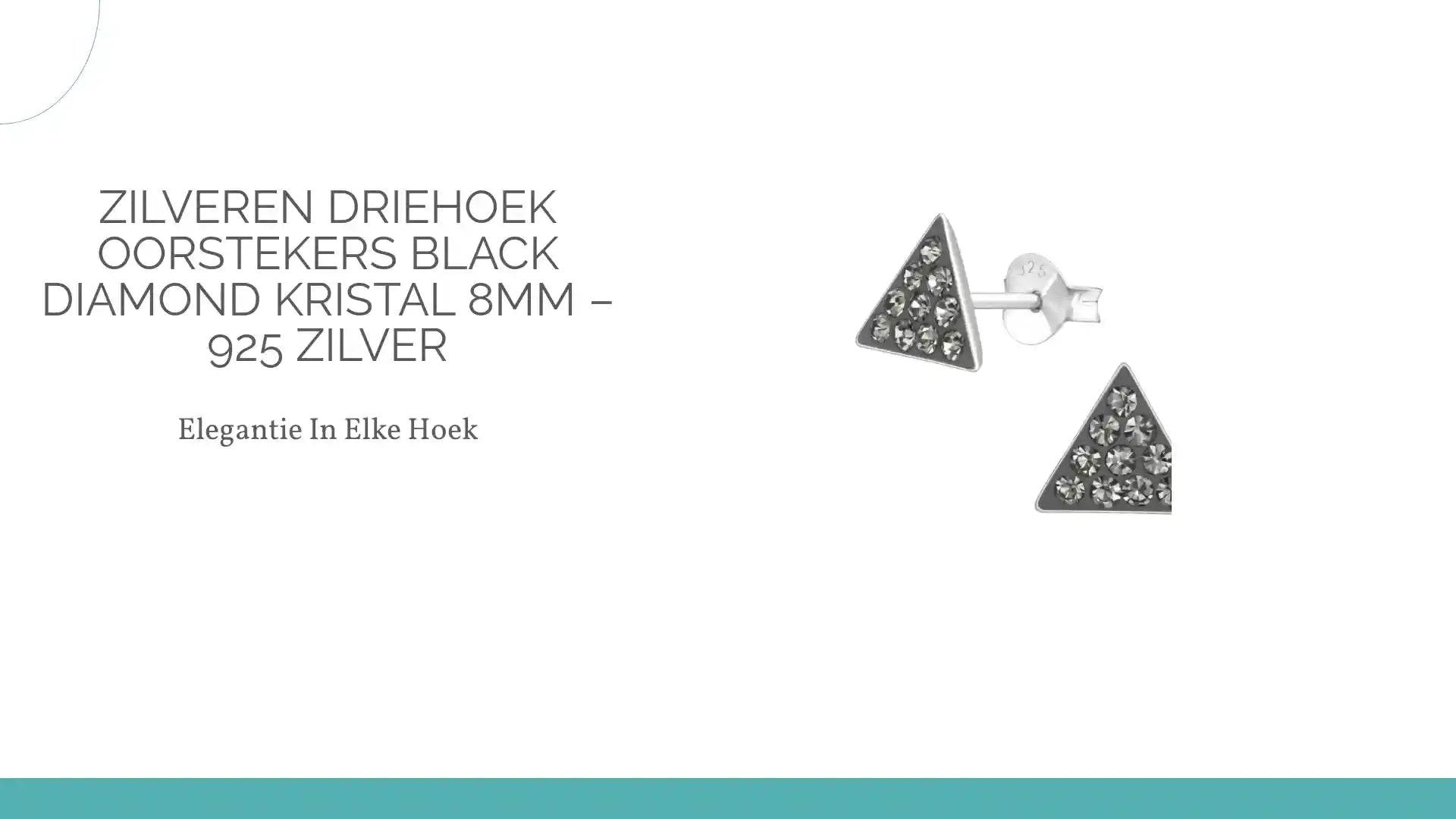 Zilveren Driehoek Oorstekers Black Diamond Kristal 8mm &ndash; 925 Zilver by@Outfy