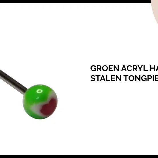 Groen Acryl Hart Stalen Tongpiercing by@Outfy