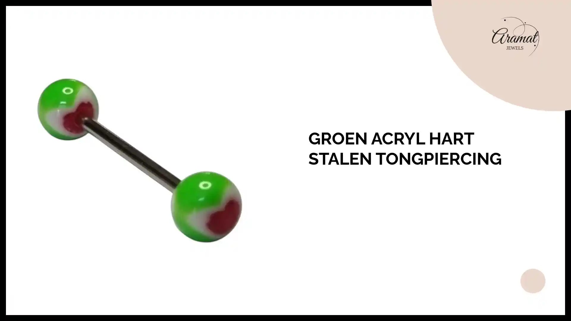 Groen Acryl Hart Stalen Tongpiercing by@Outfy