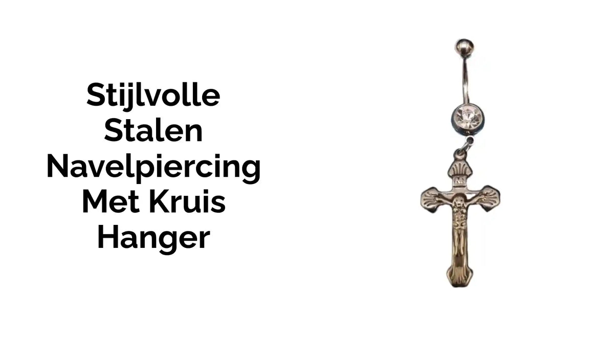 Stijlvolle Stalen Navelpiercing met Kruis Hanger by@Outfy
