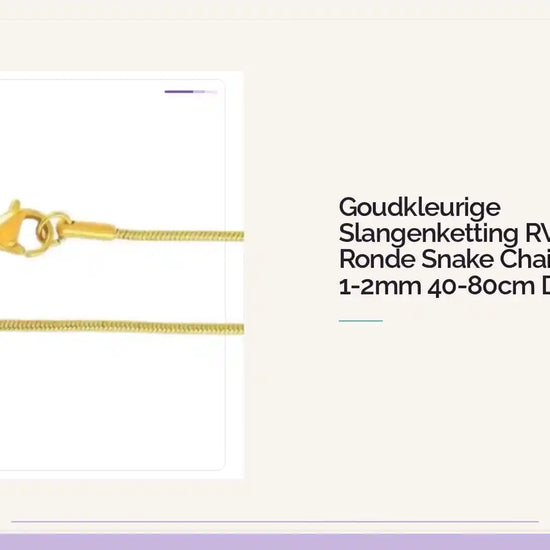 Goudkleurige Slangenketting RVS &ndash; Ronde Snake Chain Staal 1-2mm 40-80cm Dames by@Outfy