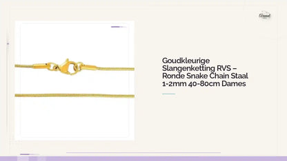 Goudkleurige Slangenketting RVS &ndash; Ronde Snake Chain Staal 1-2mm 40-80cm Dames by@Outfy