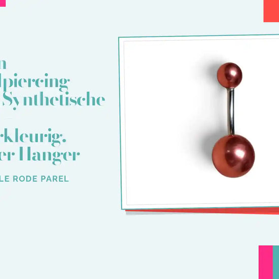 Stalen Navelpiercing Rode Synthetische Parel &ndash; Zilverkleurig, Zonder Hanger by@Outfy