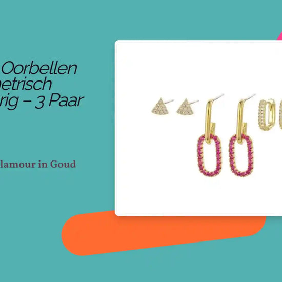 925 Zilver Oorbellen Set Geometrisch Goudkleurig &ndash; 3 Paar by@Outfy