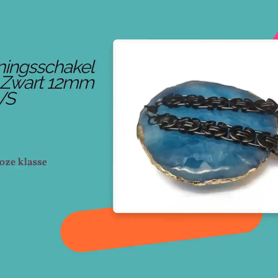 Stalen Koningsschakel Armband Zwart 12mm &ndash; 23cm RVS by@Outfy