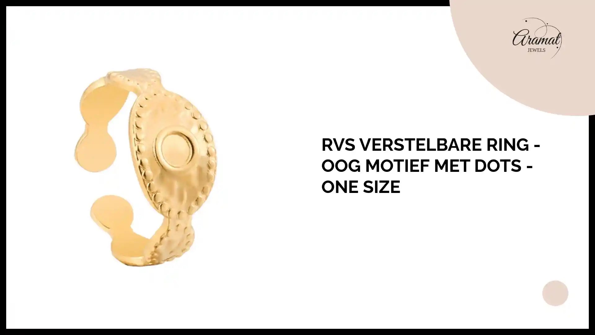 RVS Verstelbare Ring - Oog Motief met Dots - One Size by@Outfy