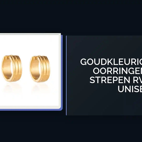 Goudkleurige Stalen Oorringen Twee Strepen RVS 20mm Unisex by@Outfy