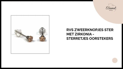 RVS Zweerknopjes Ster met Zirkonia - Sterretjes Oorstekers by@Outfy