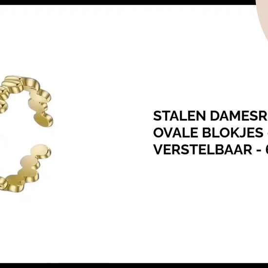 Stalen Damesring - Ovale Blokjes - Verstelbaar - 6mm - RVS by@Outfy