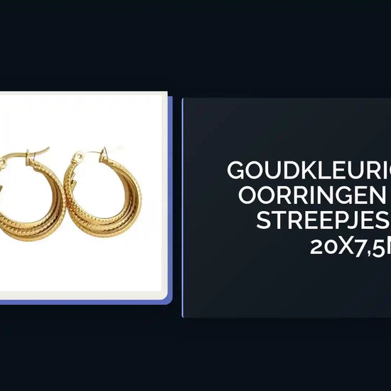 Goudkleurige Triple Oorringen RVS met Streepjesmotief 20x7,5mm by@Outfy