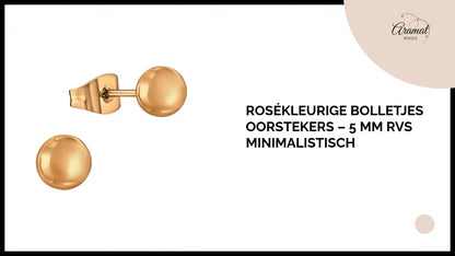 Ros&eacute;kleurige bolletjes oorstekers &ndash; 5 mm RVS minimalistisch by@Outfy