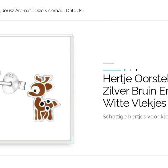 Hertje Oorstekers 925 Zilver Bruin Emaille Witte Vlekjes 9x6mm by@Outfy