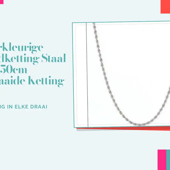 Zilverkleurige Koordketting Staal 3mm 50cm &ndash; Gedraaide Ketting RVS by@Outfy