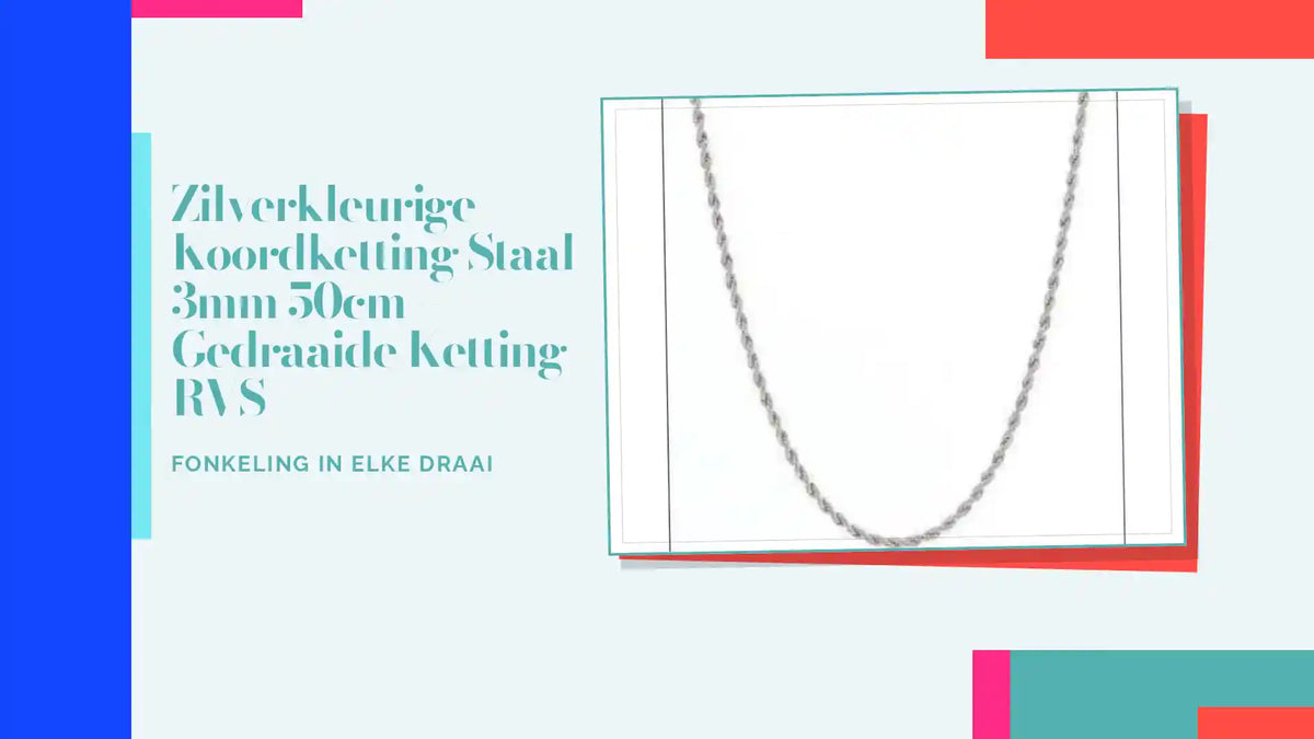 Zilverkleurige Koordketting Staal 3mm 50cm &ndash; Gedraaide Ketting RVS by@Outfy