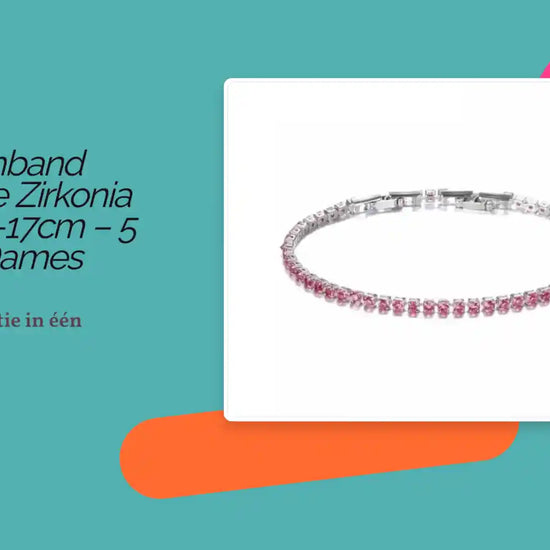 Zilveren Tennisarmband Gekleurde Zirkonia 2.5mm 15-17cm &ndash; 5 Kleuren Dames by@Outfy