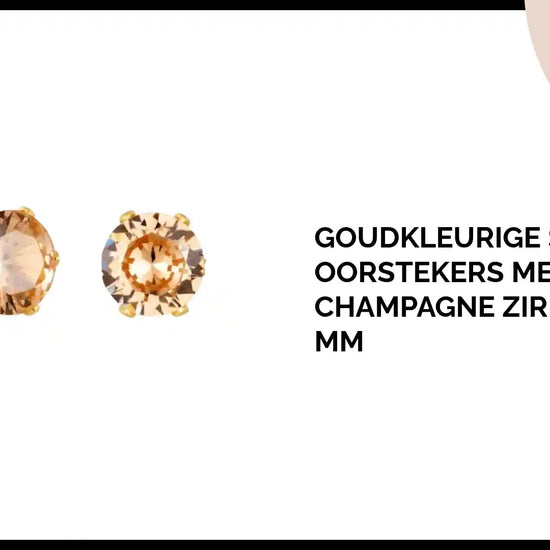 Goudkleurige Stalen Oorstekers met Champagne Zirkonia &ndash; 6 mm by@Outfy