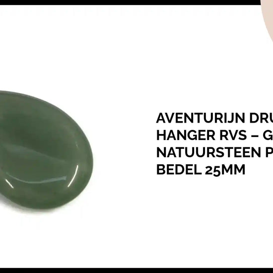 Aventurijn Druppel Hanger RVS &ndash; Groene Natuursteen Peervorm Bedel 25mm by@Outfy