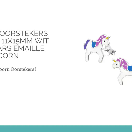 Eenhoorn Oorstekers 925 Zilver &ndash; 11x15mm Wit Blauw Paars Emaille Unicorn by@Outfy
