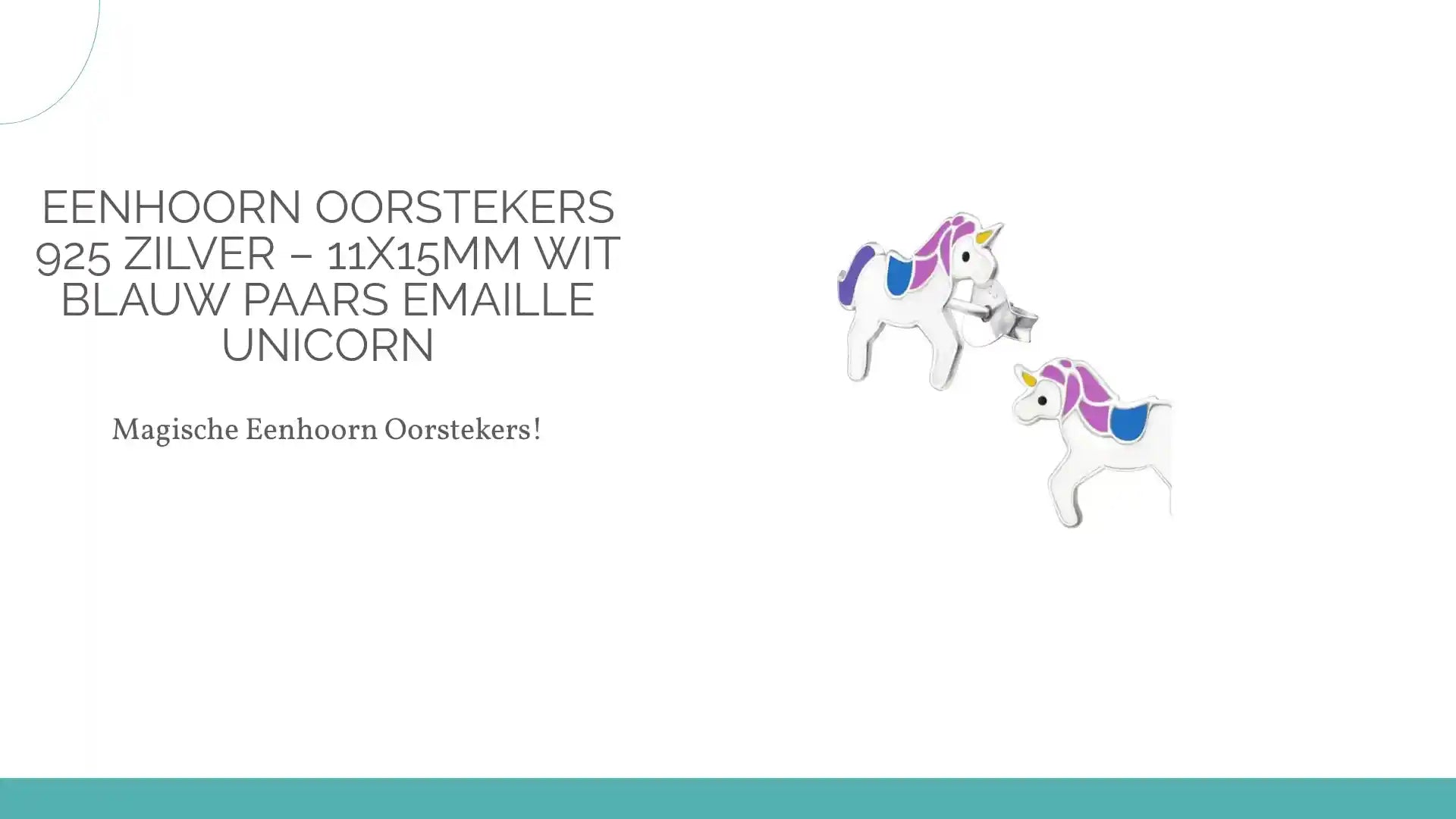 Eenhoorn Oorstekers 925 Zilver &ndash; 11x15mm Wit Blauw Paars Emaille Unicorn by@Outfy