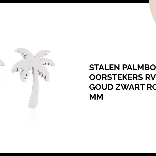 Stalen Palmboom Oorstekers RVS &ndash; Zilver Goud Zwart Ros&eacute; &ndash; 11x8 mm by@Outfy