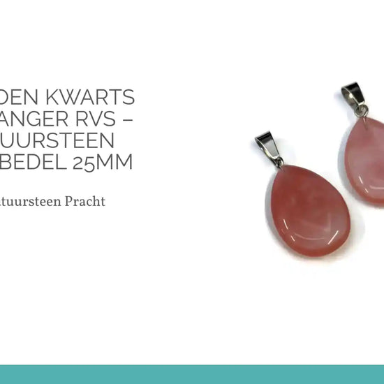 Watermeloen Kwarts Druppel Hanger RVS &ndash; Roze Natuursteen Peervorm Bedel 25mm by@Outfy