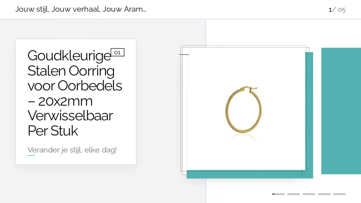 Goudkleurige Stalen Oorring voor Oorbedels &ndash; 20x2mm Verwisselbaar Per Stuk by@Outfy