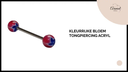 Kleurrijke Bloem Tongpiercing Acryl by@Outfy
