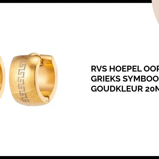 RVS Hoepel Oorringen Grieks Symbool Goudkleur 20mm by@Outfy