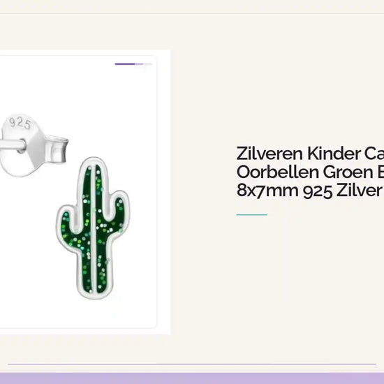 Zilveren Kinder Cactus Oorbellen Groen Emaille &ndash; 8x7mm 925 Zilver by@Outfy