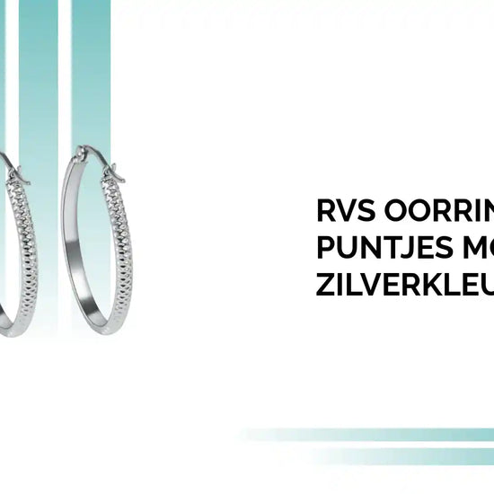 RVS Oorringen met Puntjes Motief Zilverkleur 20mm by@Outfy