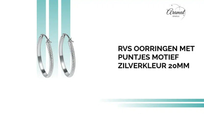 RVS Oorringen met Puntjes Motief Zilverkleur 20mm by@Outfy