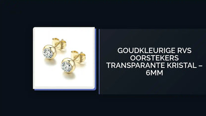 Goudkleurige RVS Oorstekers Transparante Kristal &ndash; 6mm by@Outfy
