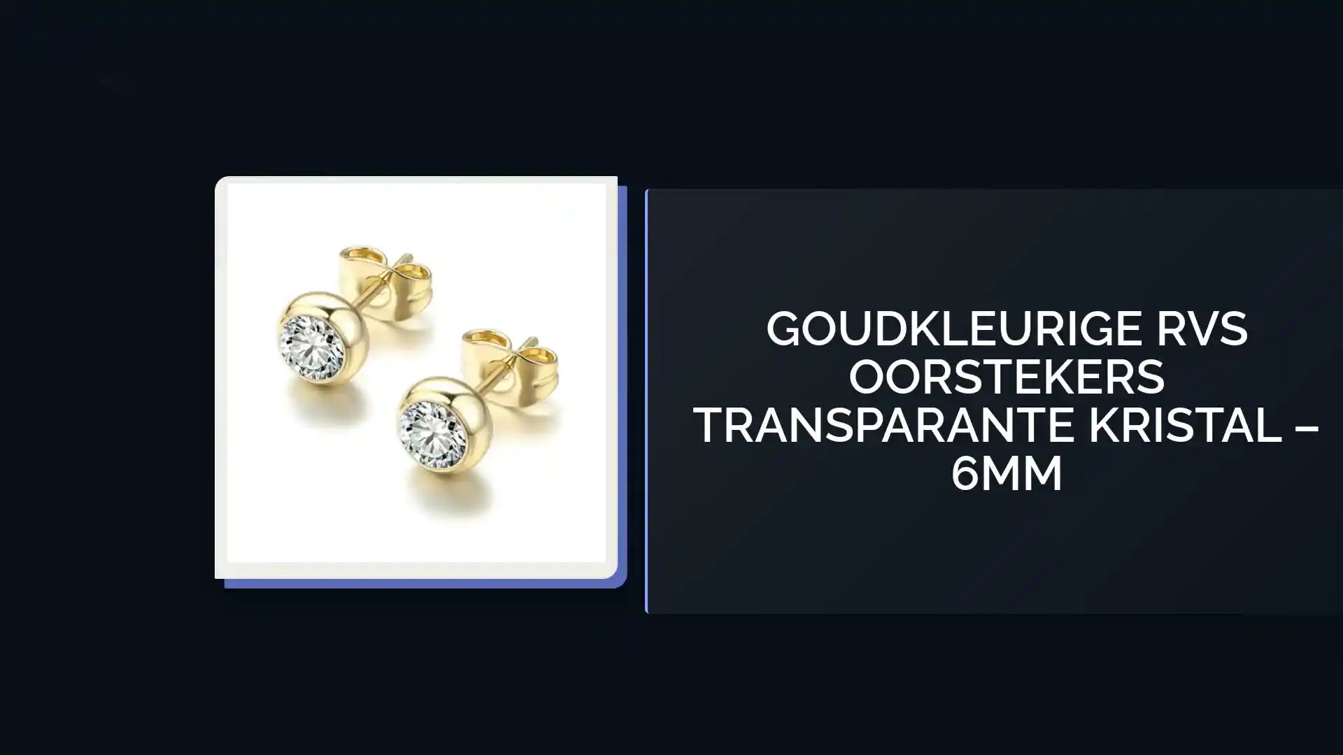 Goudkleurige RVS Oorstekers Transparante Kristal &ndash; 6mm by@Outfy
